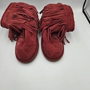 Koolaburra by UGG Red Suede Fringe Ankle Boots Size 7